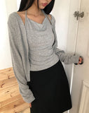 [Fake Layered] MIEM Layered Halter Sleeveless Cardigan