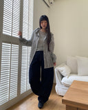 Ju-ring Frill Check Hooded Long Sleeve SH