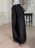 Viant two pin tuck slab cotton long wide pants
