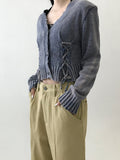 PIG EYELET DAMAGE CARDIGAN