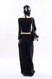 Vera halter top layered crop long sleeve