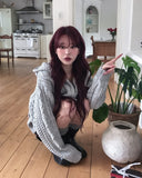 [wool30%] Woods Cable Two-Way Knit Hooded Zip-Up