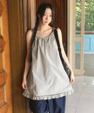 Limit string frill sleeveless mini one piece