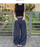 Cooling Tencel Cut Summer Banding Thin Wide Denim Pants