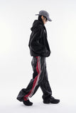 Bumpy side track wrinkle denim pants