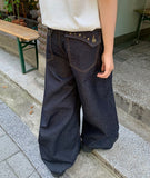 Tenden Stud Raw Denim Balloon Wide Pants