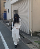 Snuggle White Cotton Wide Pants