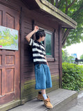 Brin collar striped knit
