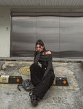 [Muffler set] Ray off-shoulder single-breasted long-sleeved