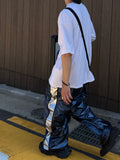 Metallic Side Zipper Pants