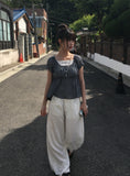 Onni Summer Side Pintuck Snap Wide Pants