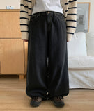 Luave black blue brushed denim pants