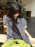 [BAONHAUS] Kinens Over Check Short Sleeve Shirt