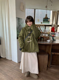 Kiden banding pin tuck corduroy belt long skirt