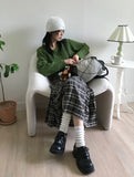 V-NECK CABLE CROP KNIT
