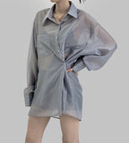 Two-way see-through wrap shirt