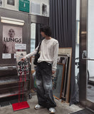 Fiction paint washing denim pants