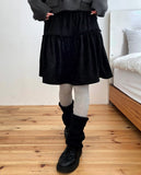 Elna Ribbed Frill Flare Midi Skirt
