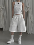 [mnem] pintuck logo bermuda shorts