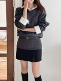 Hashu Shirt Layered Knit (Belt Set)