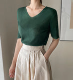 Verena V-neck Ribbed Knit