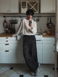 Maxi balloon snap denim pants