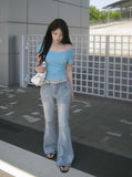 Naon Lace Washing Bootcut Denim Pants