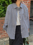 [unisex] Tend Check Over Long Sleeve Shirt