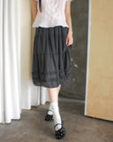 Hetty Tiered See-Through Frill Banding Midi Skirt