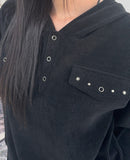 Vale Rivet Henley Neck Hoodie