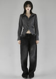 Bane Smoky Black Wide Denim Pants