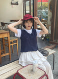 Enges Lace Summer Punching Knit Vest