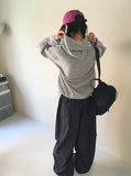 Furba Pintuck Shirred Raw Denim Two-Way Long Wide Jogger Pants
