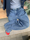 Hamir Side Button Denim Wide Pants