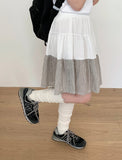 Benudine Check Banding Tiered Midi Skirt