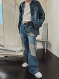 S/S shear damage washed denim pants