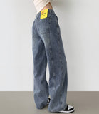 Vertical Cut Line Wide Denim Pants