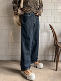 Coil wide raw denim pants