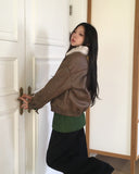 [fleece lining] Drom Suede Fluffy Fur Collar Mustang Jumper