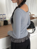 Baol Halter Frill Sleeveless Long Sleeve T-Shirt Set