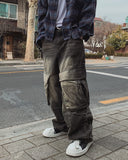 Roku Pintuck Cargo Denim Pants