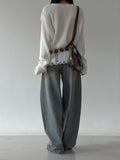 Damaged V-neck long-sleeve knit