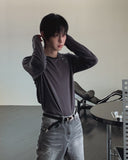 Trav Diagonal Henley Neck Long Sleeve T-shirt