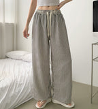 Stripe Banding Wide Pants