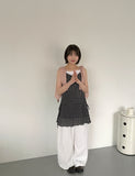 Ranmin Check Summer Sleeveless Layered One Piece