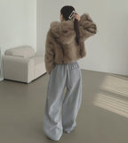 Two-Way Thick Brushed Cut Jogger Wide Banding Pants