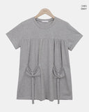 Hues Ribbon Pocket Short Sleeve T-shirt