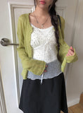 Gron Soft Scratch Wool See-Through Knit Cardigan