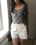 Butin Strap Check Sleeveless Cardigan Set