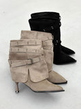 1176 Studded Stiletto Ankle Boots Heel (6cm)